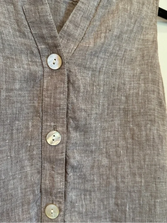 J Jill Love Linen Tank Brown Heathered Mother Pearl Coastal S Petite Tunic - Picture 3 of 9